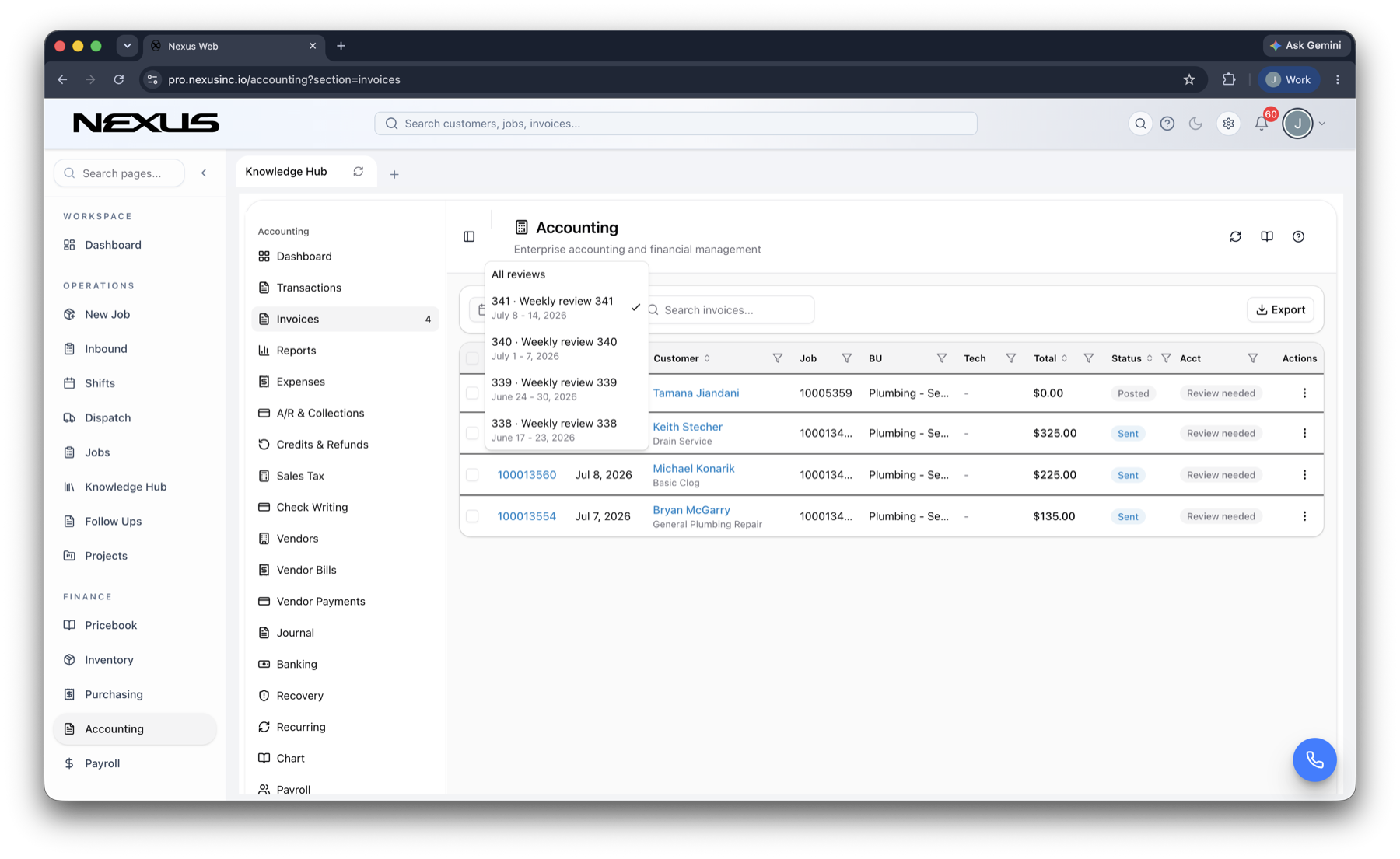 Accounting Suite product interface